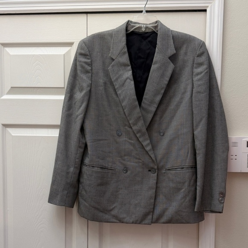 Vintage Wool  Houndstooth Women's Double-Breasted Blazer